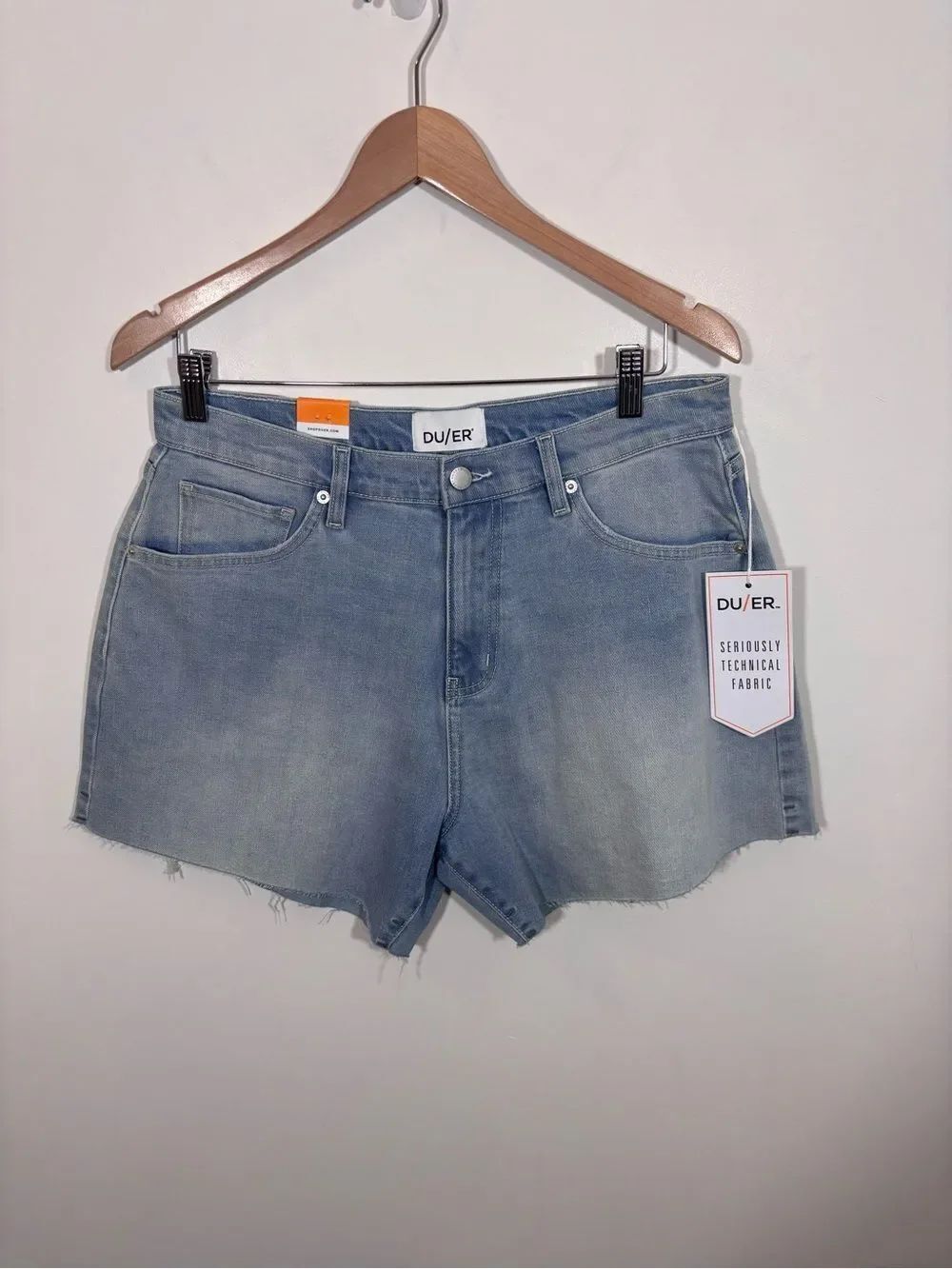 DU/ER MIDWEIGHT PERFORMANCE HIGH RISE DENIM SHORT 30 LIGHT BLEACH WASH NWT